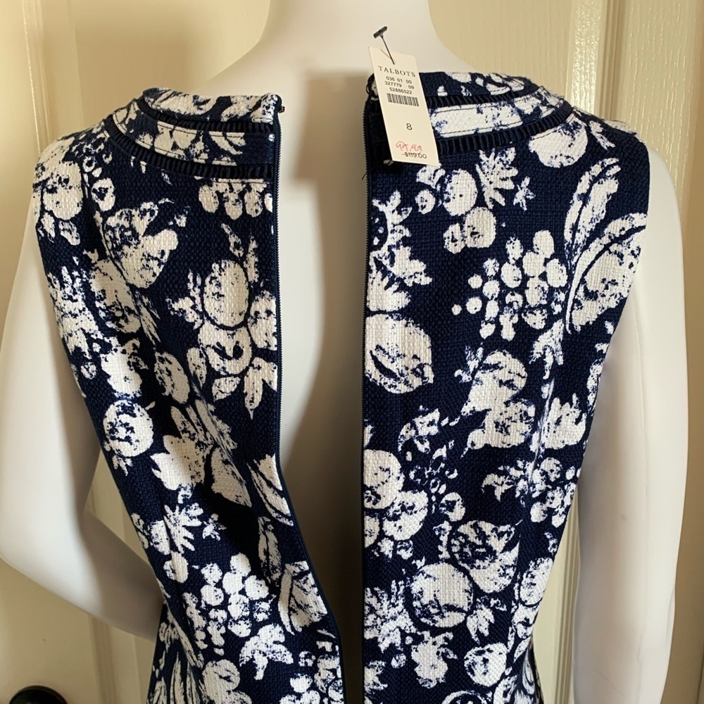 Talbots White Fruit Print Woven Lined Sheath Dress - Picture 9 of 14